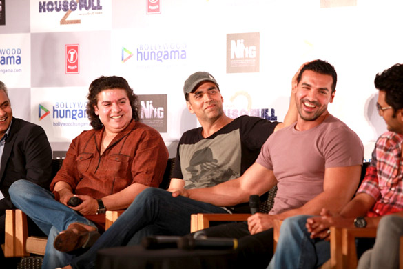 Akshay kumar and John Abraham with Sajid Khan1 - Housefull 2 Game Launch Event Pics