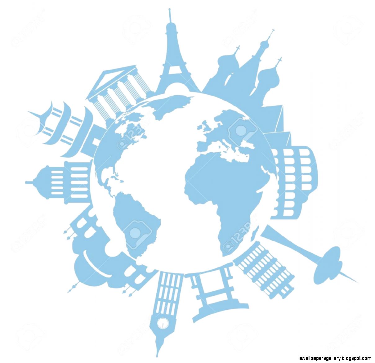 Worlds Famous Landmarks And Monuments Royalty Free Cliparts