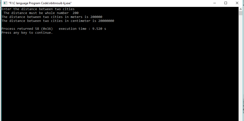The distance between two cities (in km) is input through the keyboard ...