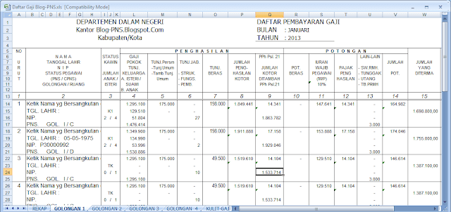 Cara Menghitung Gaji Pegawai Negeri Menggunakan Excel