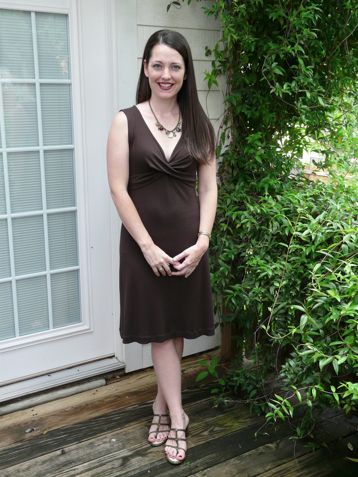 Amanda's Adventures in Sewing NewLook 6071 Brown bamboo knit dress