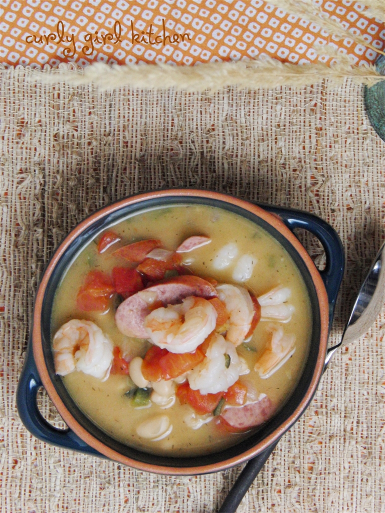 Curly Girl Kitchen Kielbasa Sausage, Shrimp and White Bean Stew