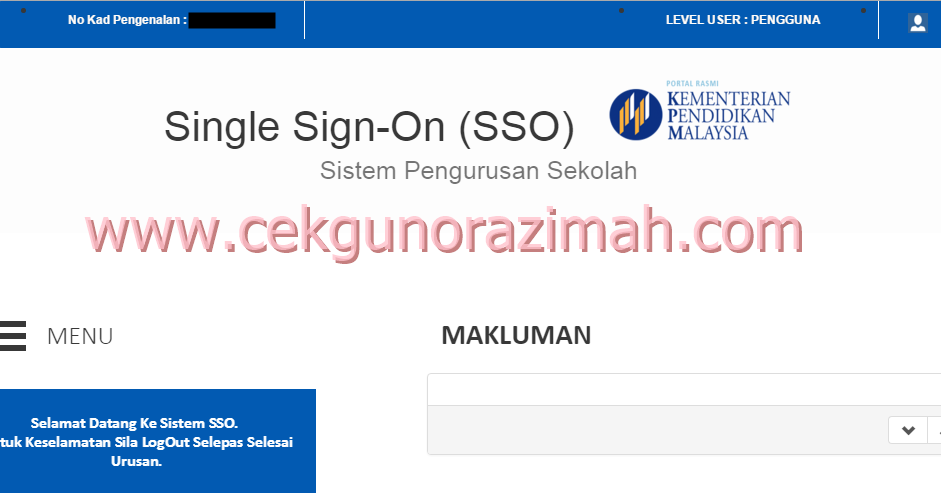 E Operasi Sso Kpm  Selepas berjaya masuk eoperasi kpm, lihat menu di