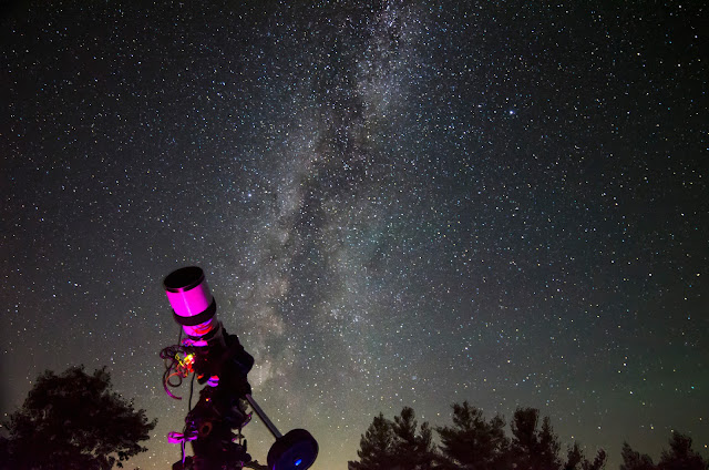 One of my scopes imaging with the Milky Way in the background.