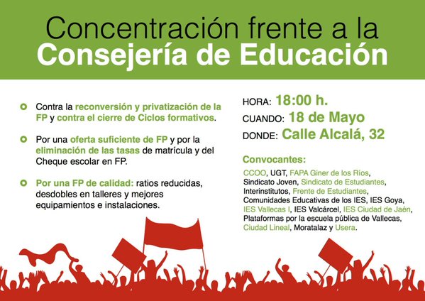 18 mayo Concentración por una FP Pública