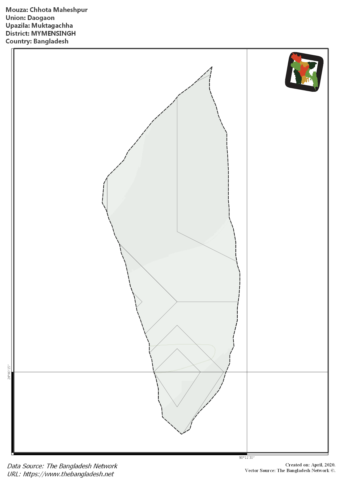 Map of Chhota Maheshpur Mouza of Muktagachha Upazila, MYMENSINGH Map of Chhota Maheshpur Mouza of Muktagachha Upazila, MYMENSINGH, Bangladesh.