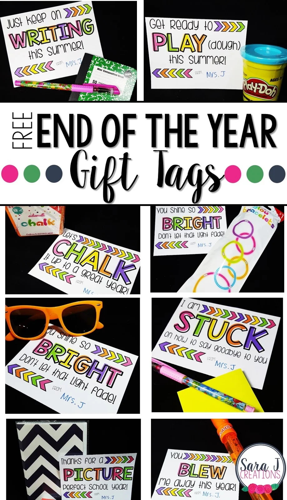10 FREE Gift Tags for end of the school year student gifts and gift ideas that won't break the bank for the teacher.