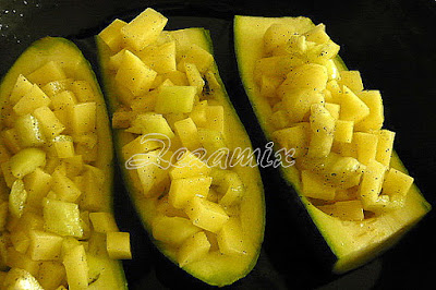 preparation of stuffed zucchini