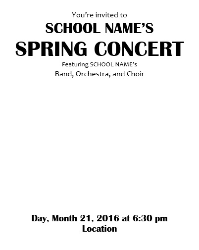 Band, orchestra, choir concert flyer vertical template for Word
