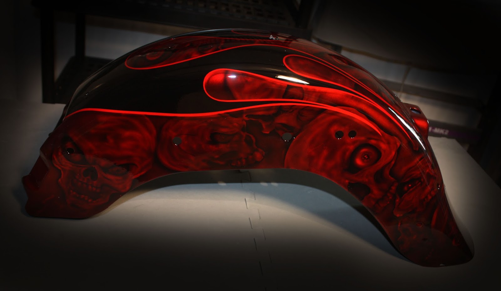 Online Motorcycle Paint Shop Candy Apple Red with black classic flames