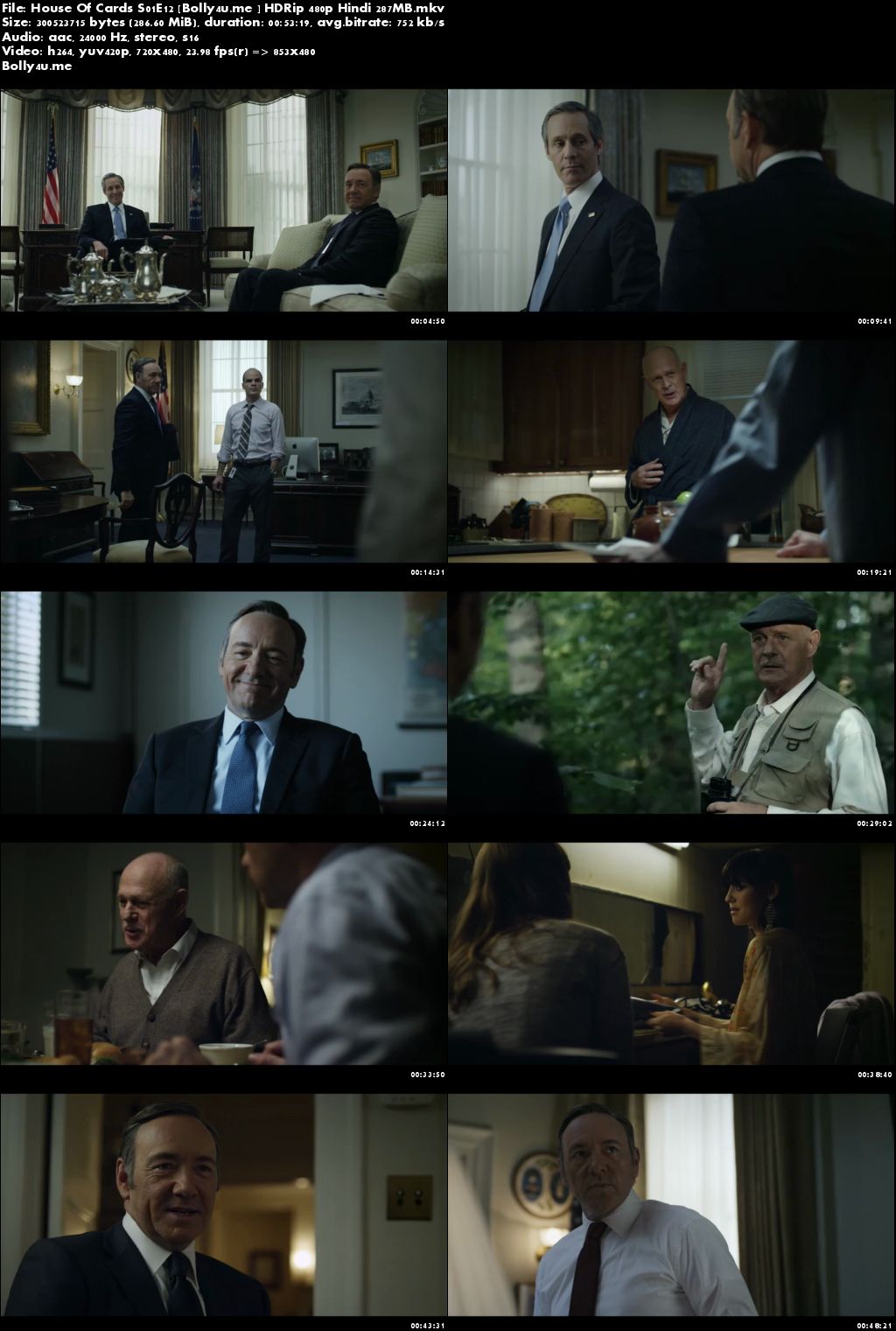 House Of Cards S01E12 HDRip 250MB Hindi Dubbed 480p Download