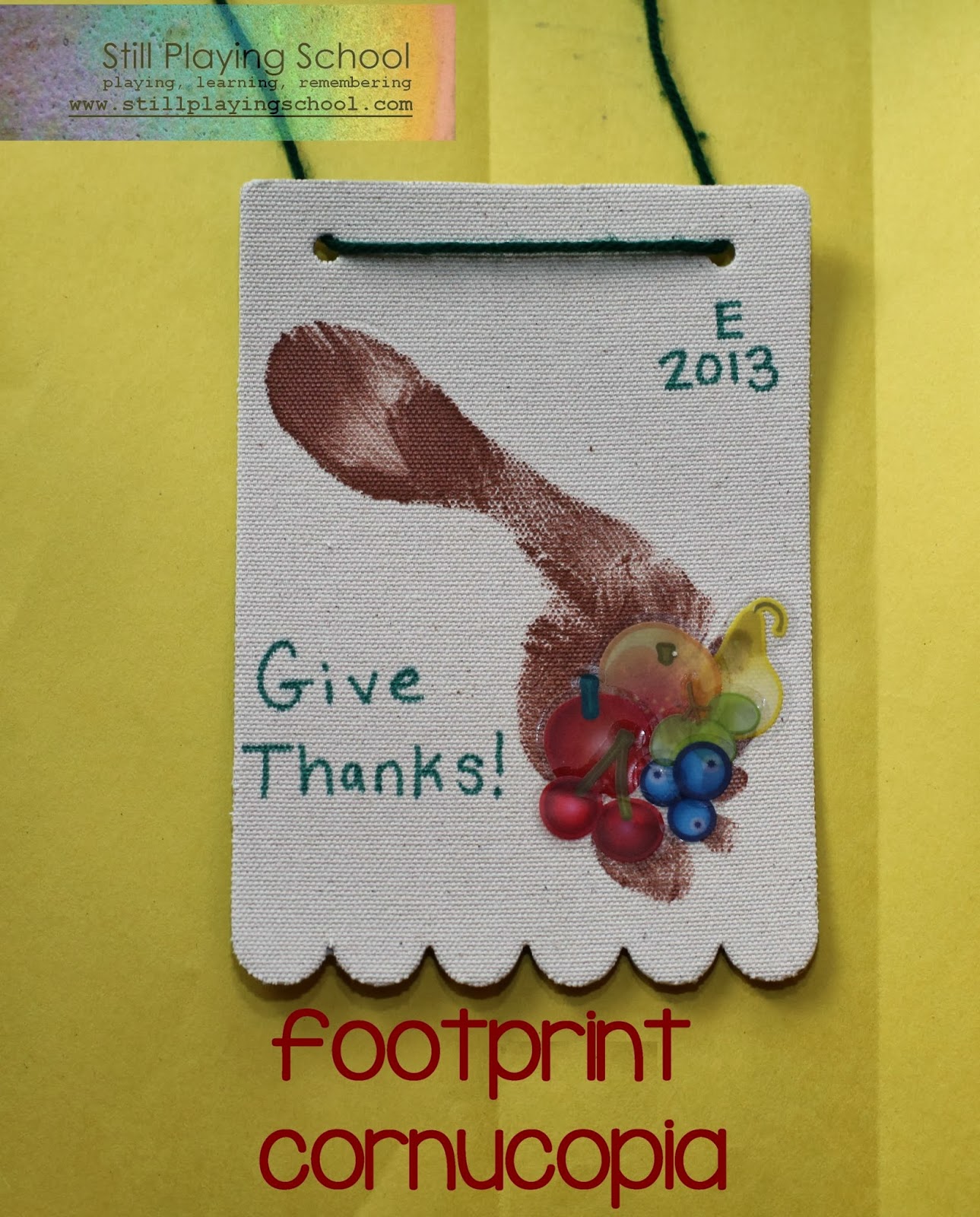 Foot Print Cornucopia Thanksgiving Craft | Still Playing School