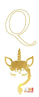 Alfabeto con Unicornio Dorado.