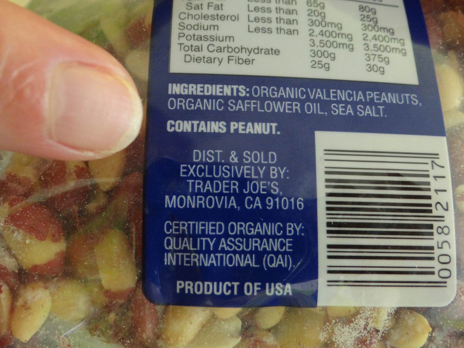 Trader Joe's 365 Organic Roasted and Salted Valencia Peanuts