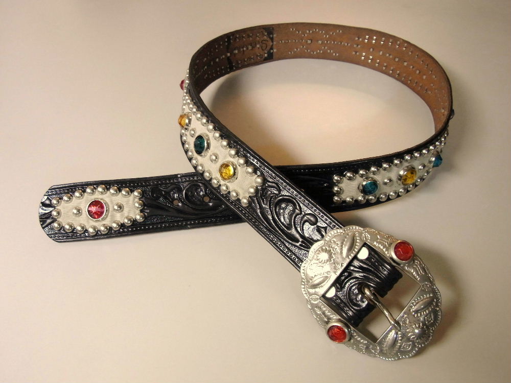 ACE WESTERN BELTS Vintage Style Studded & Jeweled Belt