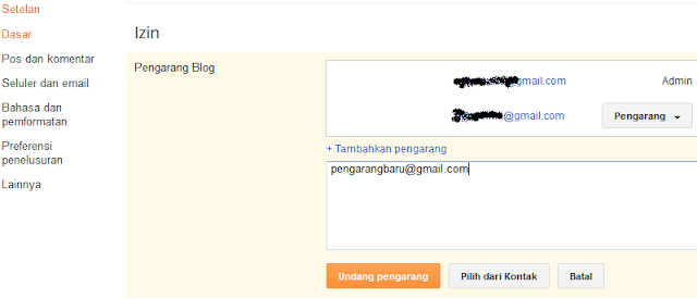 Cara Menambah User Di Blogspot