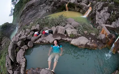 You can enjoy a soak in natural hot springs pool