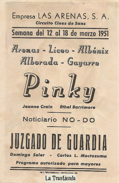 Programa de Cine - Pinky - Jeanne Crain - Ethel Barrymore