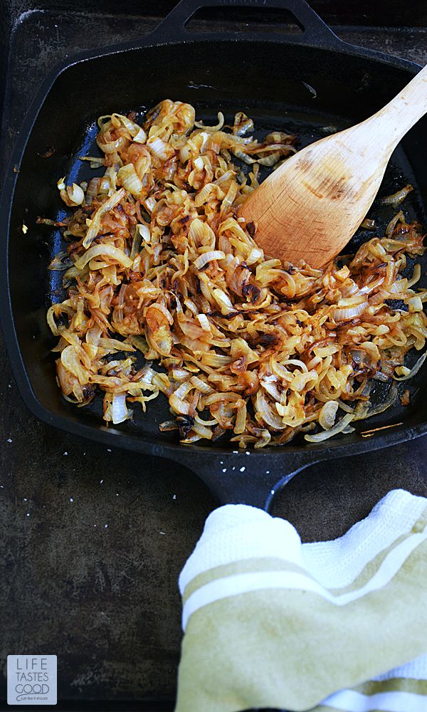 I feel pretty strongly that everyone should know How To Caramelize Onions. Caramelized Onions | by Life Tastes Good make just about anything better! They are a deliciously fresh way to take an ordinary sandwich to extraordinary, and are the reason why French Onion Soup is so amazing! #LTGRecipes