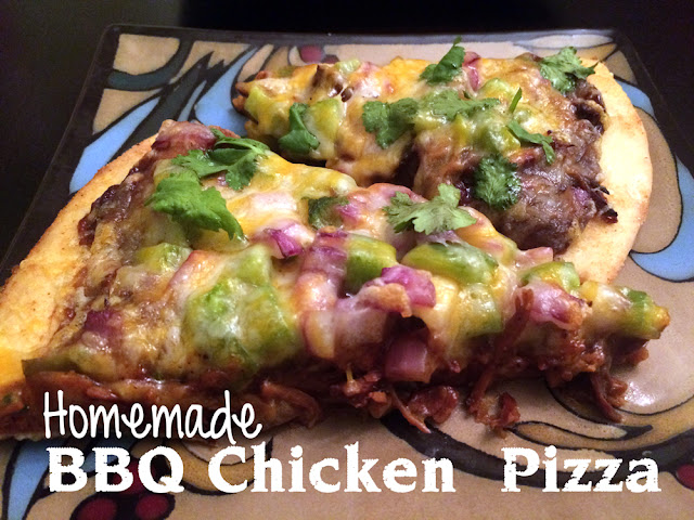 homemade barbecue bbq chicken thin crust pizza with shredded chicken, onion, green pepper and cilantro