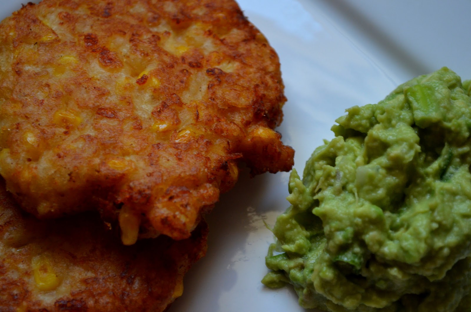 For the Love of Dessert Cheesy Corn Cakes with Guacamole