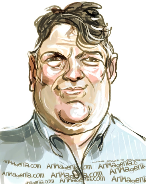 Robbie Coltrane caricature cartoon. Portrait drawing by caricaturist Artmagenta