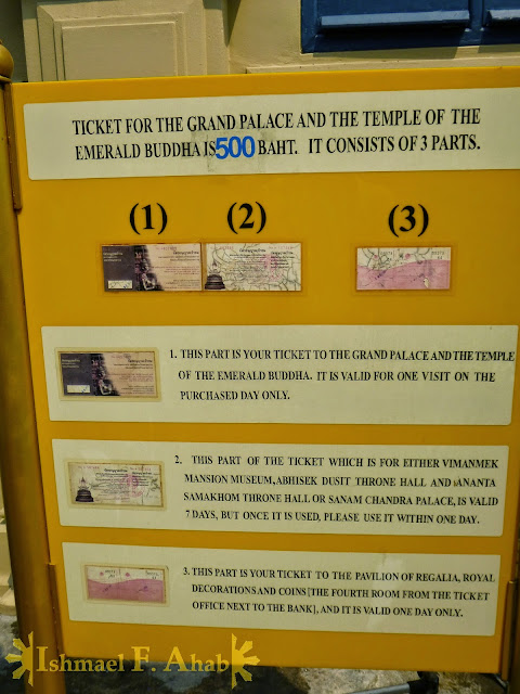 Description of admission ticket to Bangkok Grand Palace