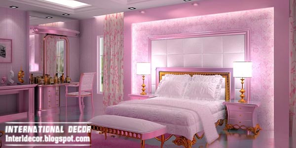 contemporary bedroom design ideas with pink lighting and luxury furniture