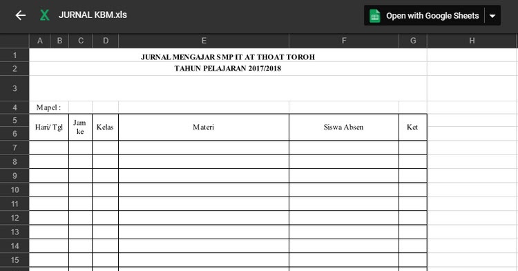 Format Jurnal Mengajar SMP IT Tahun 2017/2018 File Ini Format Jurnal Mengajar SMP IT Tahun 2017/2018 File Ini