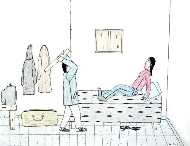 Annie Pootoogook, “Man Abusing His Partner” © Annie Pootoogook