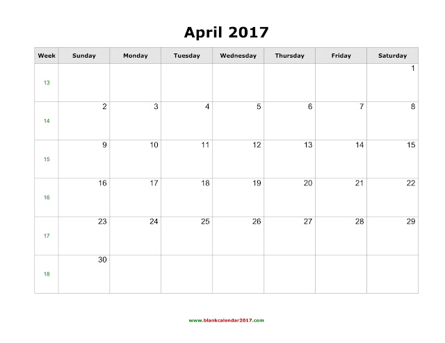 April 2017 Printable Calendar, April 2017 Calendar, April 2017 Calendar Printable, April 2017 Calendar Template, April 2017 Blank Calendar, April Calendar 2017
