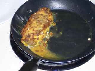 Poulet de Moutarde chicken turned