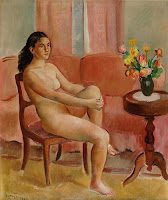 JOAQUIM SUNYER Mujer desnuda sentada ante una mesa 1949