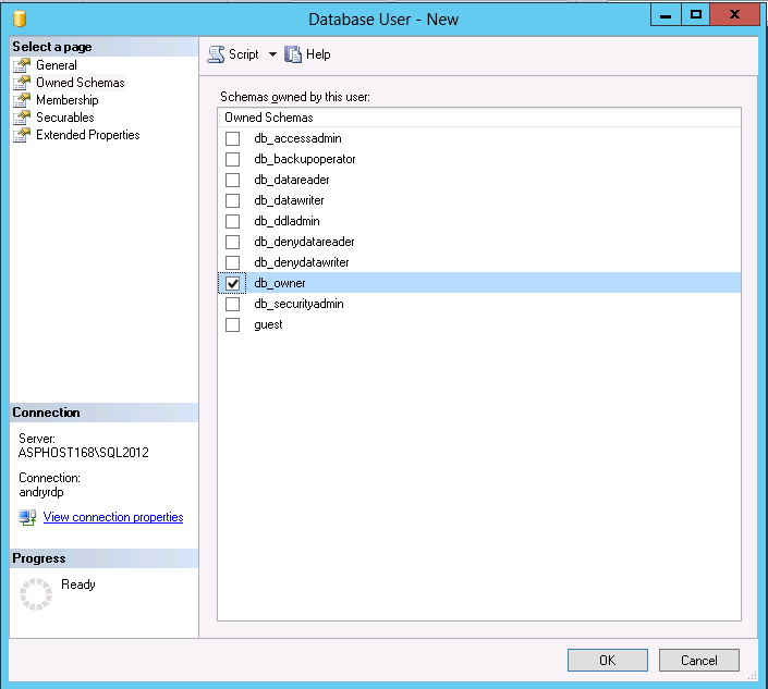 Базы данных dbms. User db. Create database. End user. Securables в sql server 18 где найти.