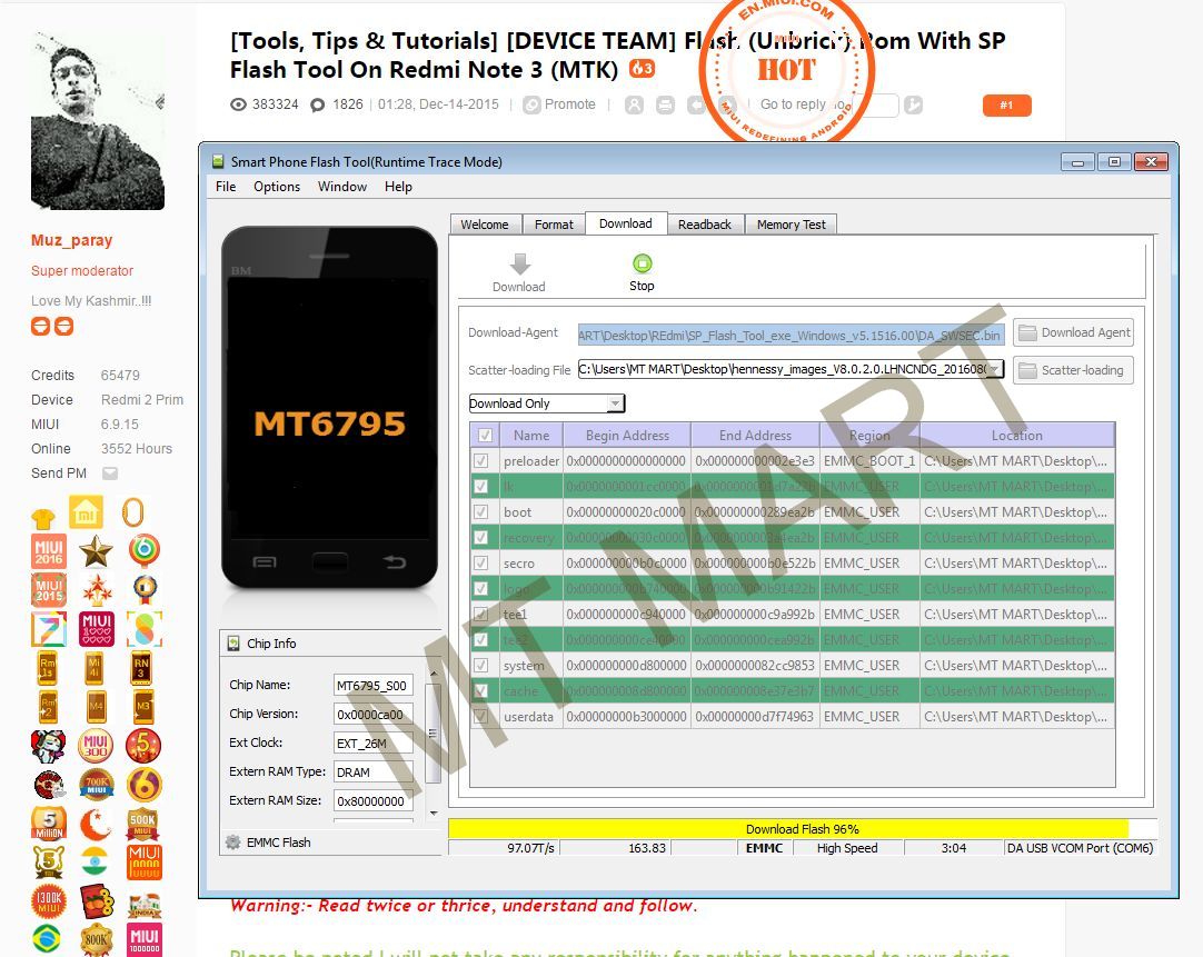 Redmi Note 3 MTK MI Account Remove done ~ Rktool Download 