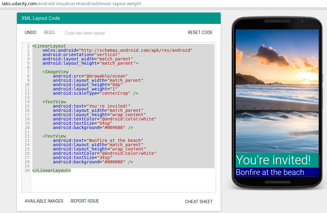 Tempat mencatat contoh android layout weight