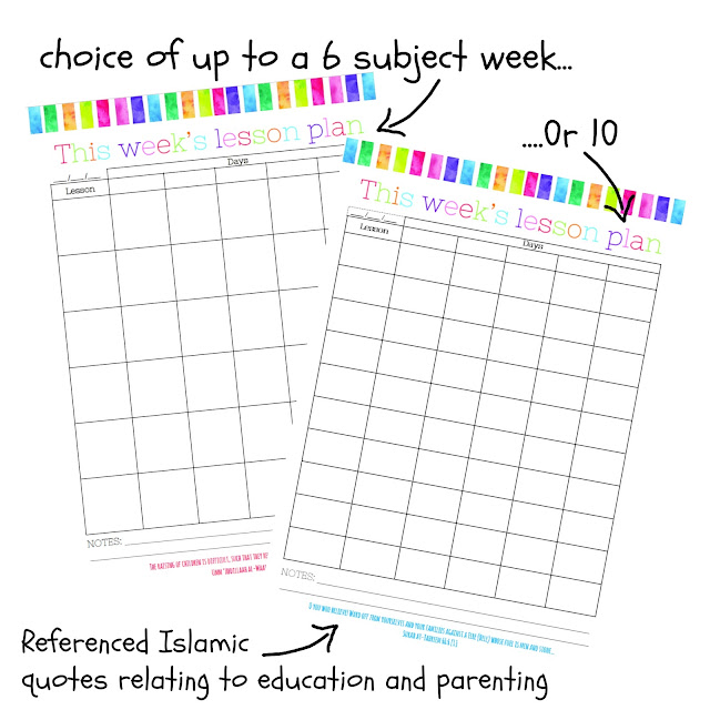 Lesson plan your week with this weekly planning sheet - with Islamic quote