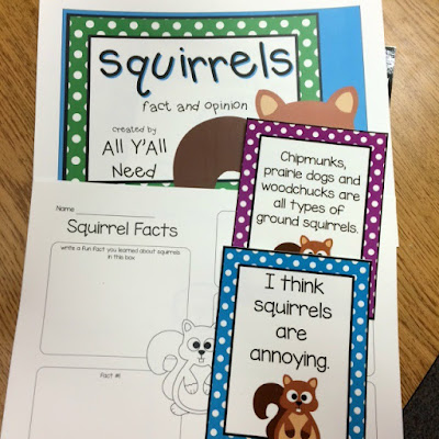  Squirrels Fact and Opinion by All Y'all Need