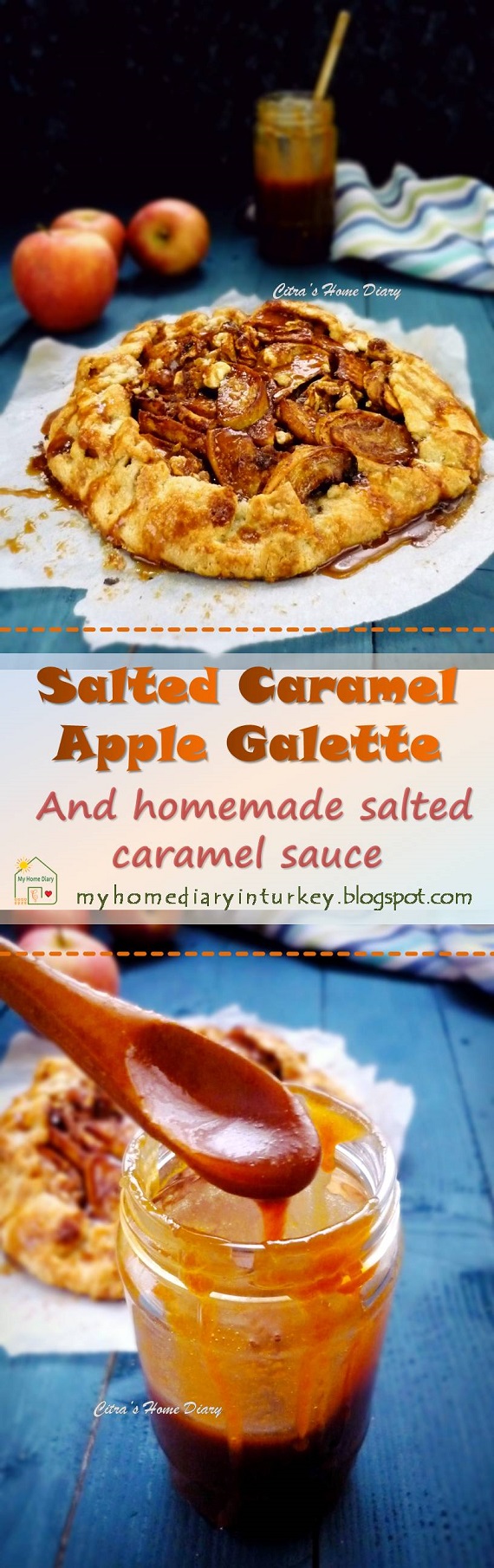 Salted caramel Apple Galette -Çitra's Home Diary.#applepie #galette #fallbaking #apple #dessert #caramelsauce