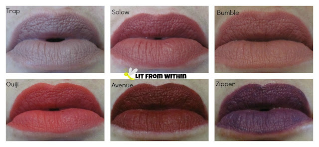 Colour Pop Ultra Matte Lippies lip swatches
