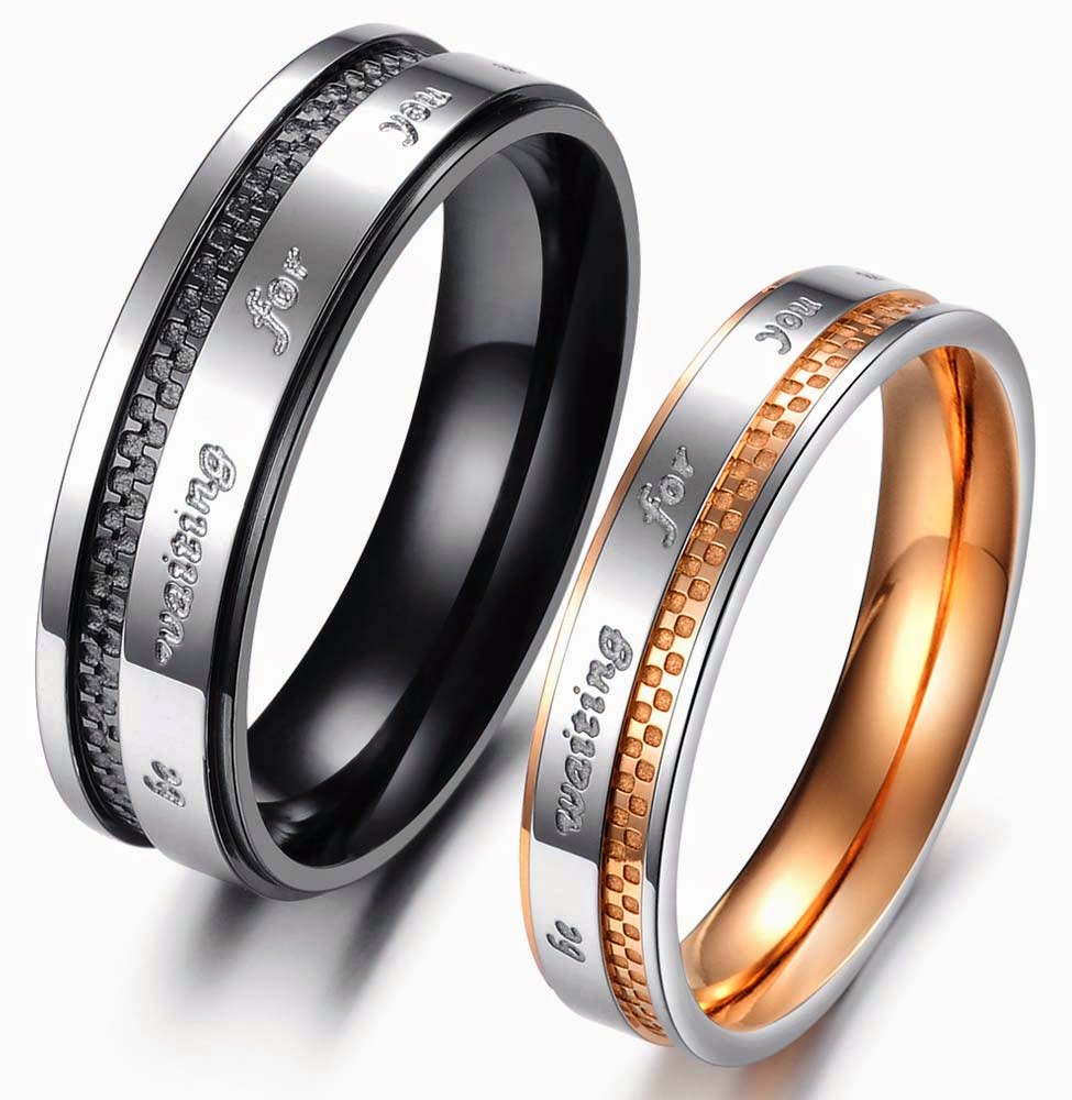 Gay Wedding Ring Sets Black and Rose Gold Design
