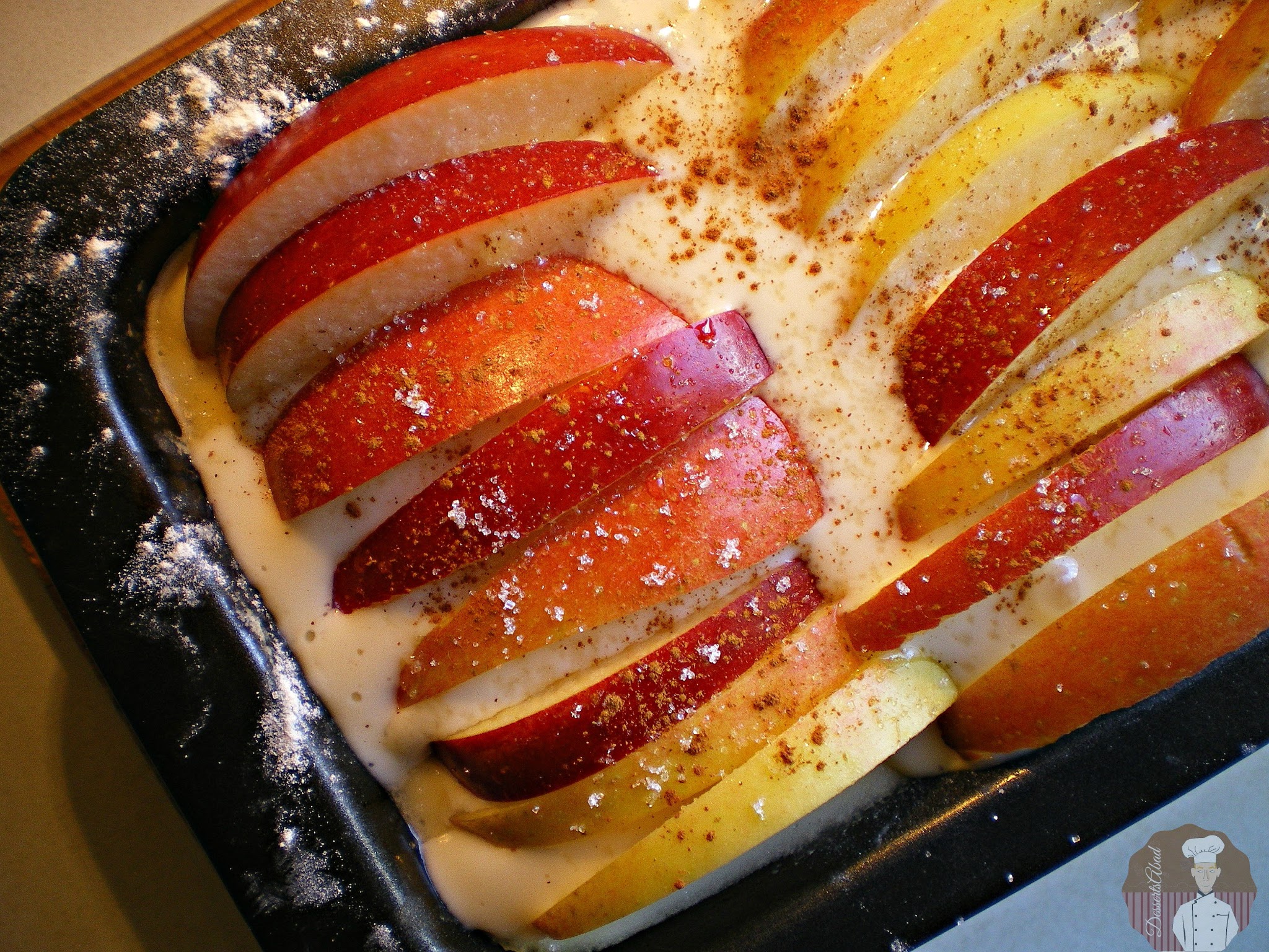 Pastel de quesitos con manzanas:  listo para hornear