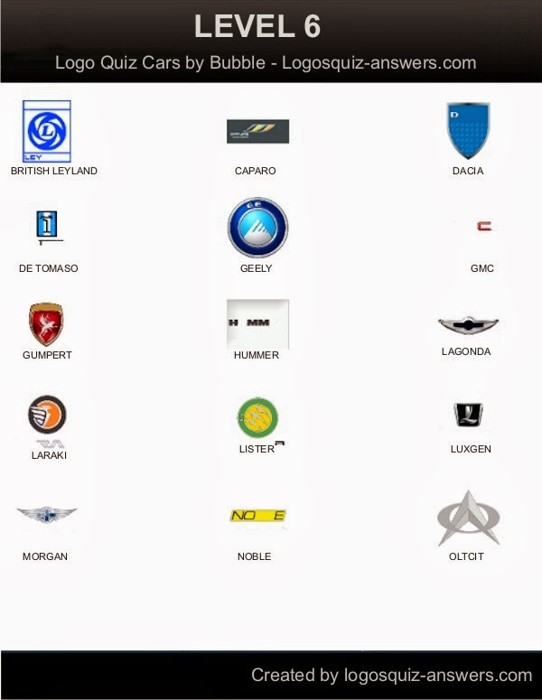 Level 6 Logo Quiz Cars Answers