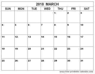 Free Printable Calendar March 2018