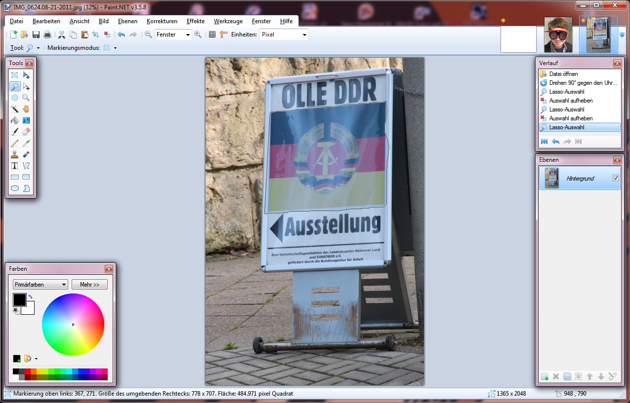 Rene Pfüller erstellen schwarzweiße, bunte Bilder, mit und ohne Ebenen.