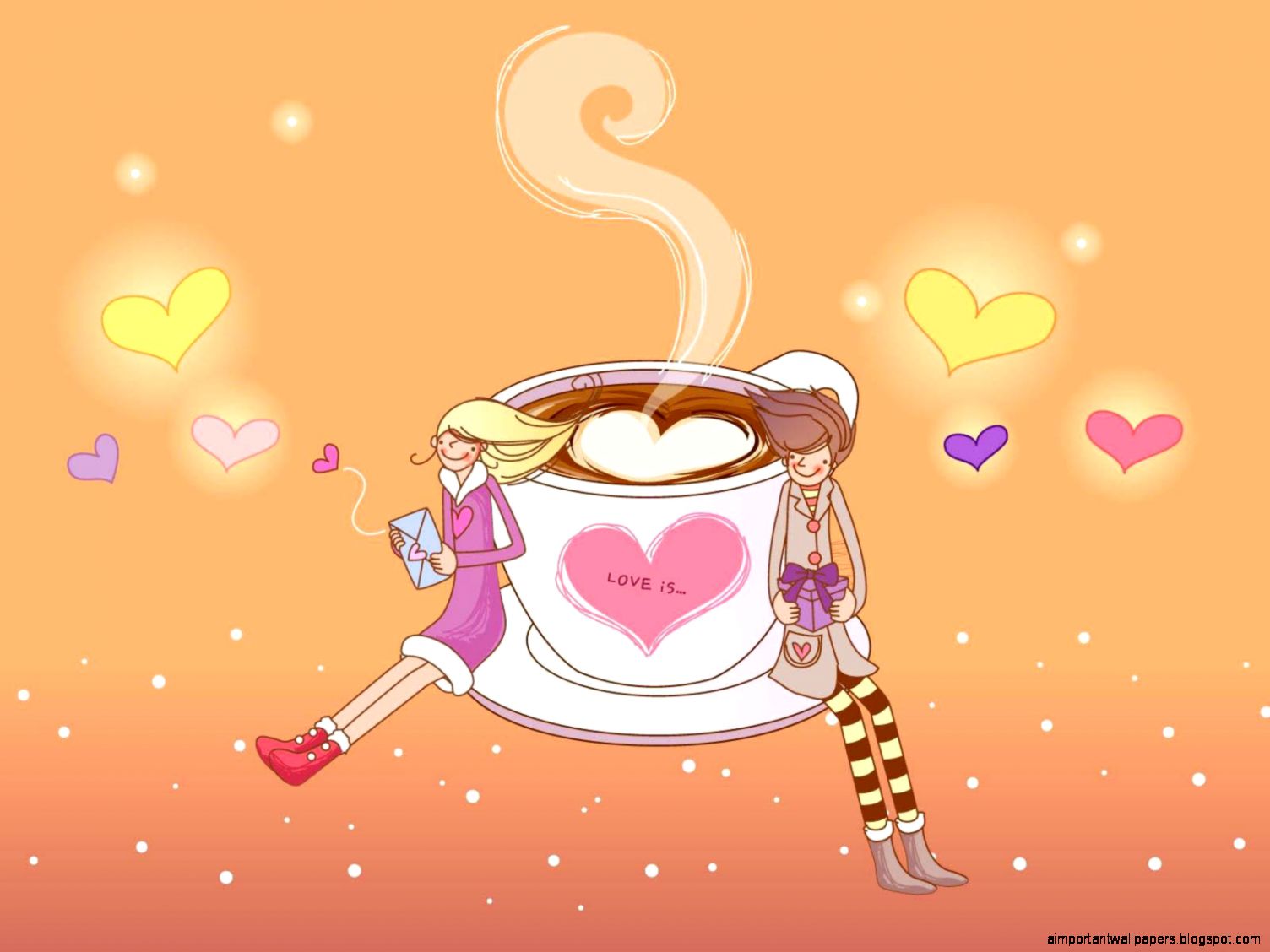 Romantic Love Coffee Wallpaper