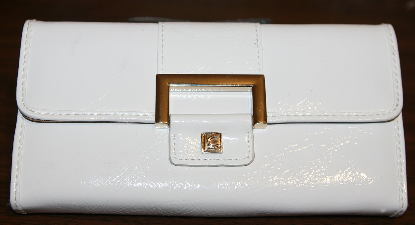 Love To Shop Liz Claiborne White wallet with gold details.3fold. NWT