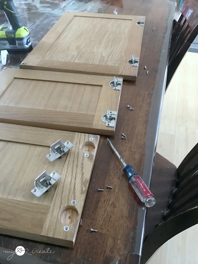 remove hardware from old cabinet doors