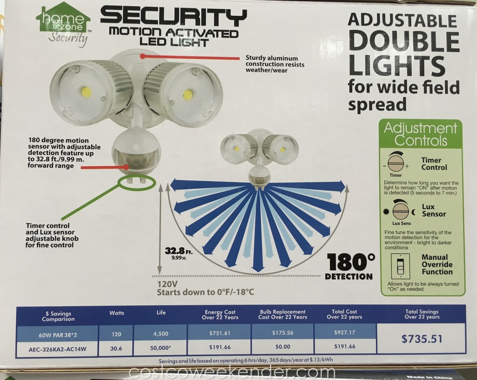 Home Zone Security Motion Activated LED Light Costco Weekender