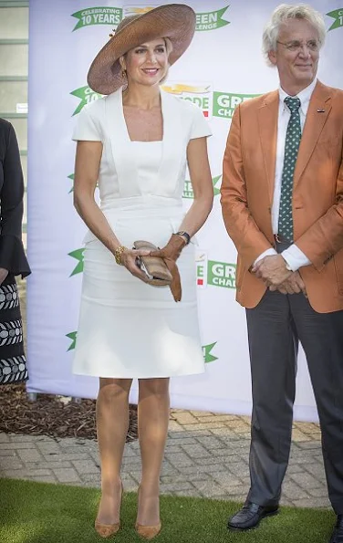 Queen Maxima of The Netherlands attended the finals of 10th edition of the Postcode Lottery Green Challenge International competition at Westergasfabriek in Amsterdam. Queen Maxima wore GUCCI Stretch Crepe Dress
